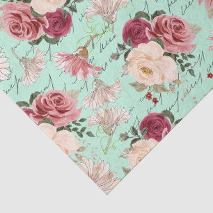Papel De Seda Rosas de Dahlia incansables guion azul rosa Decoup
