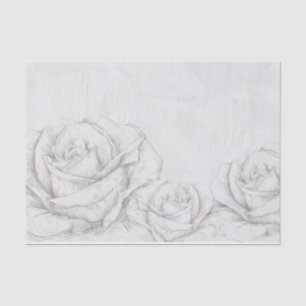 Papel De Seda Rosas de época Decoración de gris floral