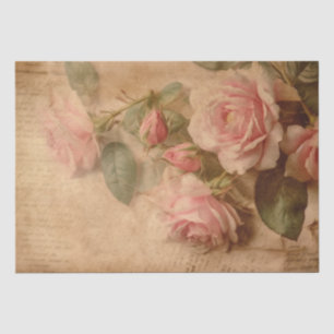Papel De Seda Rosas de época Rosas de acuarela de color rosa