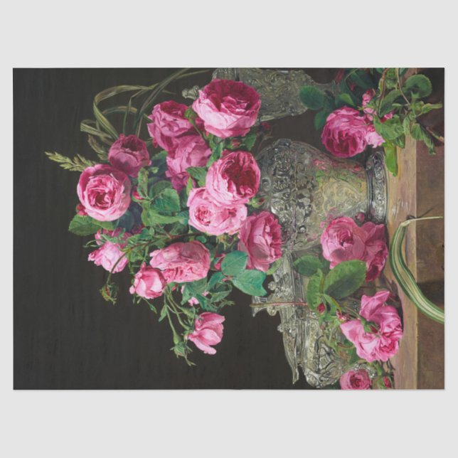 Papel De Seda Rosas de Ferdinand Georg Waldmuller (Anverso)
