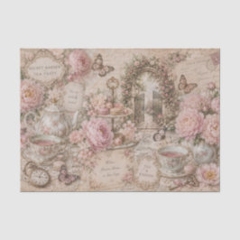 Papel De Seda Rosas de fiesta de té de jardín vintage con cartas