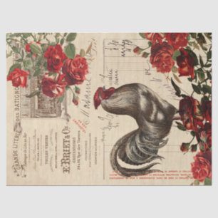 Papel De Seda Rosas de gallos de granjas desalojan a Ephemera Ti