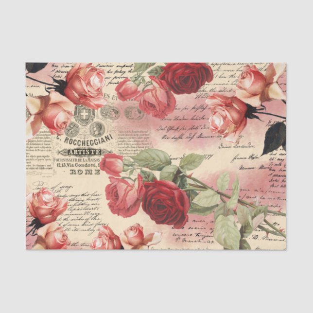 Papel De Seda Rosas de la época escriben sobre la efimera rosada (Anverso)