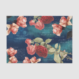 Papel De Seda Rosas de la época Romántico Tejido Oscuro