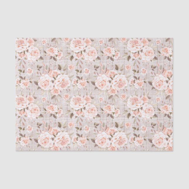 Papel De Seda Rosas de madera y cosecha rusas Shabby Chic románt (Anverso)