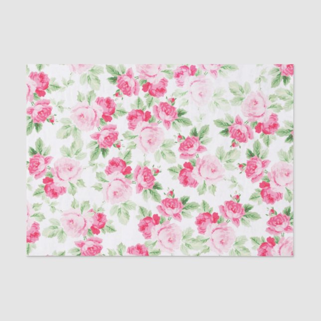 Papel De Seda Rosas de moda blancos rosados modernos románticos (Anverso)