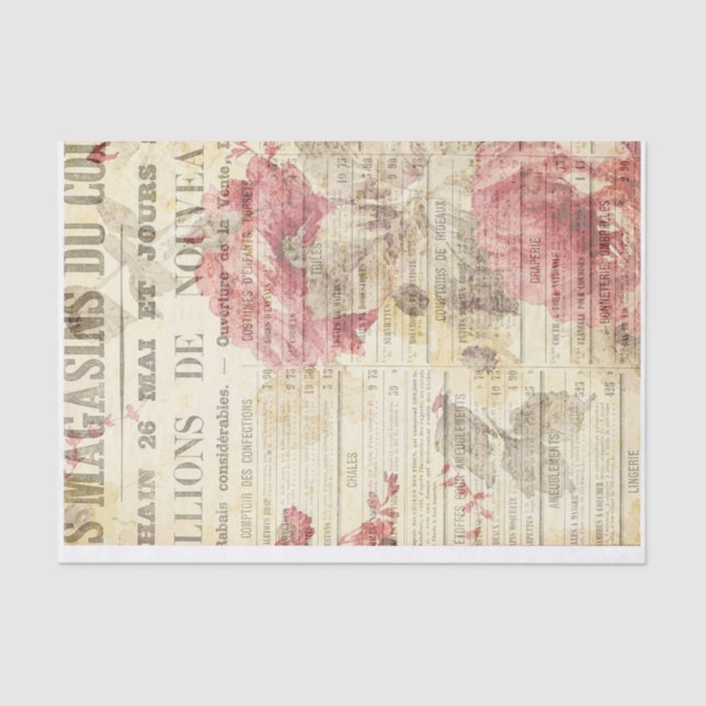 Papel De Seda Rosas de Newsprint (Anverso)