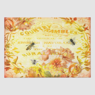 Papel De Seda Rosas de país y desconfianza de abejas