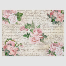 Papel De Seda Rosas de Rubor rosados de época Carta antigua Desc