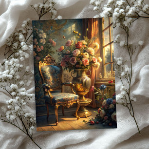 Papel De Seda Rosas de sillón dorado barroco y chic vintage