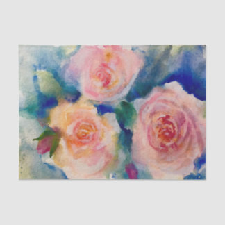 Papel De Seda Rosas de té rosas de color agua chic Shabby
