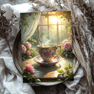 Papel De Seda Rosas de tés ingleses chic y vintage