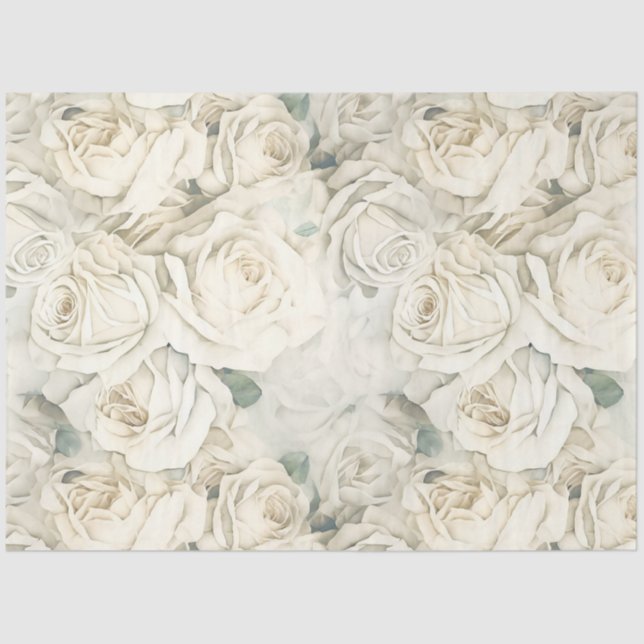 Papel De Seda Rosas de White Vintage (Anverso)