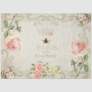Papel De Seda Rosas Decoupage de París Melocotón Rosa