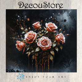 Papel De Seda Rosas dramáticas en flor decoupage