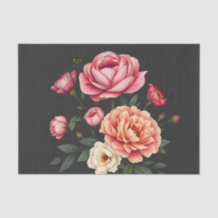 Papel De Seda Rosas elegantes Peonies and Hydrangeas Flowers