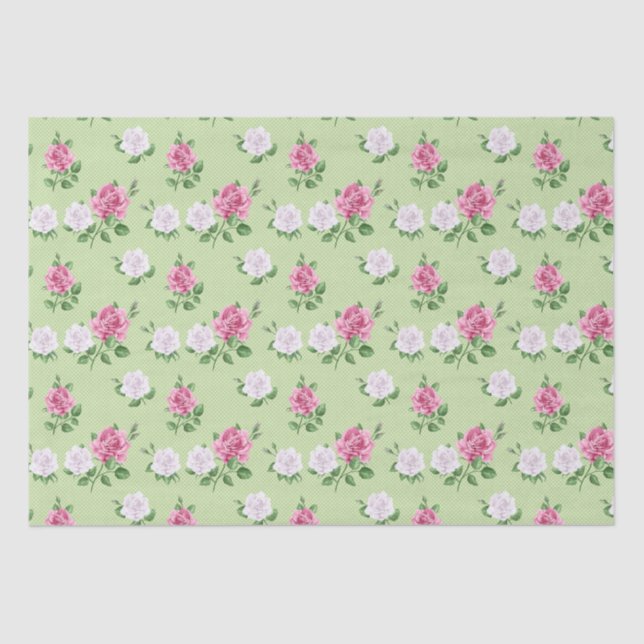 Papel De Seda Rosas En Blanco Y Rosa (Anverso)