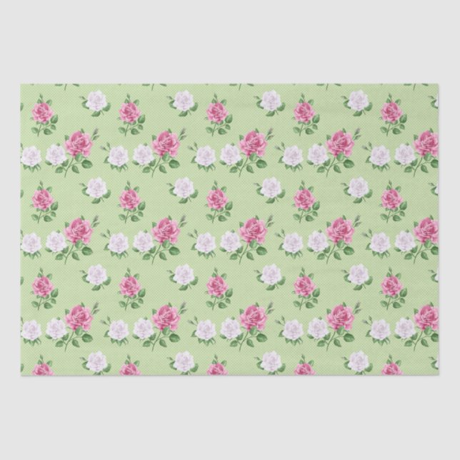 Papel De Seda Rosas en rosa y blanco (Anverso)