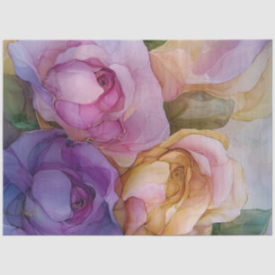Papel De Seda Rosas en Serie de Tinta al Alcohol Diseño #7