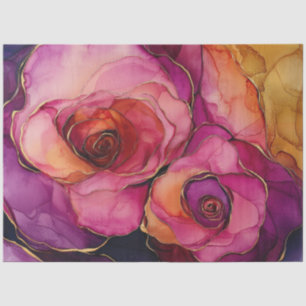 Papel De Seda Rosas en Serie de Tinta en Alcohol Diseño #21