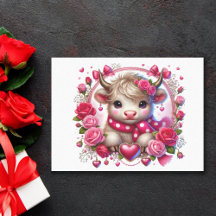 Rosas exuberantes Highland Cow Valentines