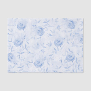 Papel De Seda Rosas Floral Azul Elegante Desconchabolengo Damasc
