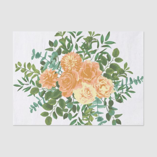 Papel De Seda Rosas Florales Clásicos Bodas Peach (Anverso)