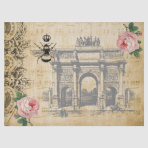 Papel De Seda Rosas florales de Decoupage de la abeja de la