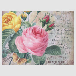 Papel De Seda Rosas florales de vintage tejido fiesta