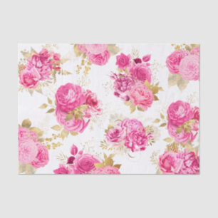 Papel De Seda Rosas Florales Rosa