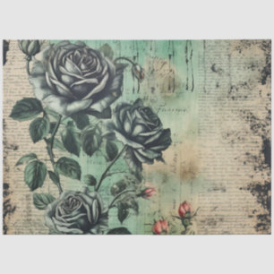 Papel De Seda Rosas florales vintage decoupage de vegetación