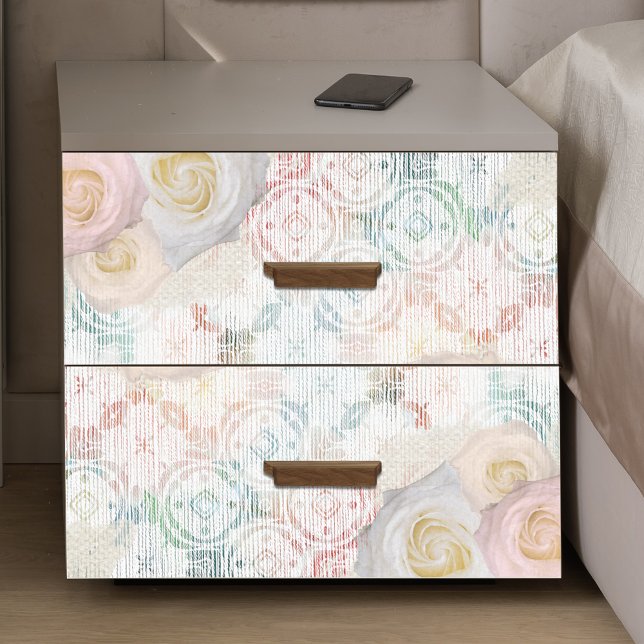 Papel De Seda Rosas Florecen En Un Encaje De Lino Antiguo Retro  (Subido por el creador)