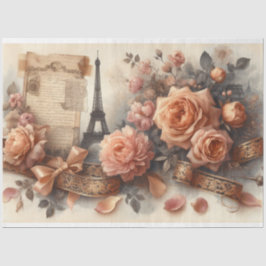 Papel De Seda Rosas franceses Torre Eiffel Romance Decoupage