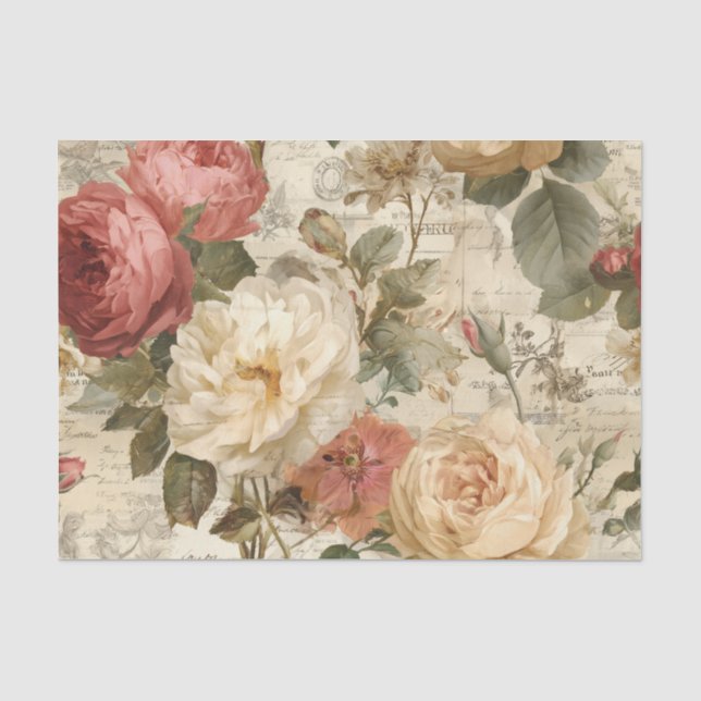 Papel De Seda Rosas grandes sonrosadas (Anverso)