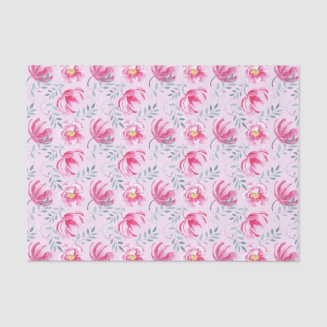 Papel De Seda Rosas ingleses de color rosa bebe (Anverso)