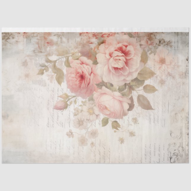 Papel De Seda Rosas ingleses elegantes con acuarela (Anverso)