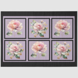 Papel De Seda Rosas Llenos De Oro Rosa Decoran Con Baldosas