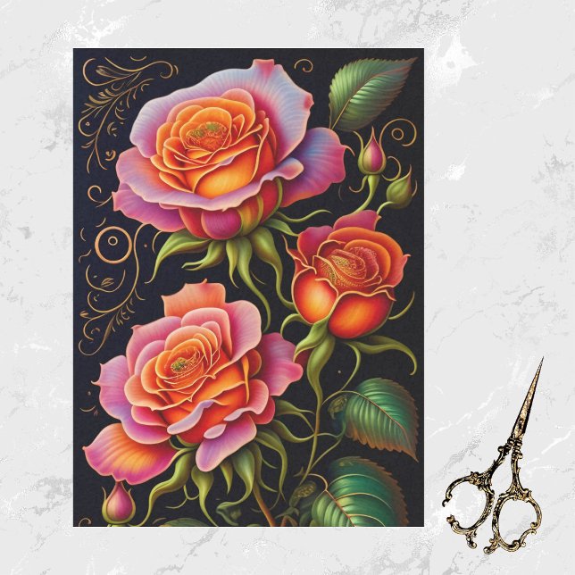 Papel De Seda Rosas Naranja PInk Ilustracion de pulverización (Subido por el creador)