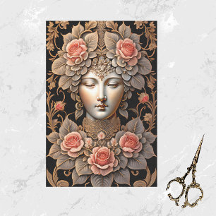 Papel De Seda Rosas Naranjas clásicos Ilustracion Lady