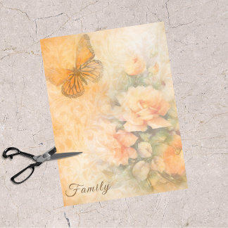 Papel De Seda Rosas Naranjas Pastel y decoración de la familia B