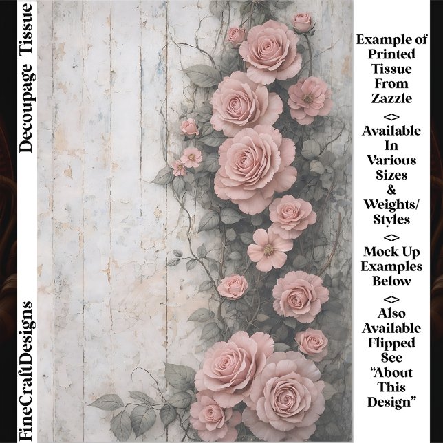 Papel De Seda Rosas Pálidas Rosadas Desvaídas FD9R Decoupage (Subido por el creador)