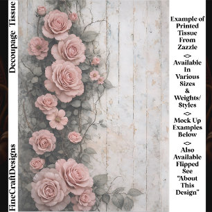 Papel De Seda Rosas Pálidas Subiendo Deslucidas FD9L Decoupage
