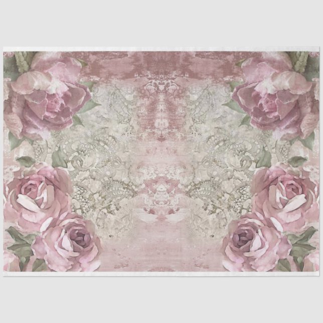 Papel De Seda Rosas para Diseño de Serie de Decoupage 19 (Anverso)