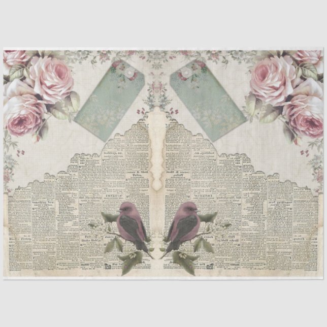 Papel De Seda Rosas para Diseño de Serie de Decoupage 23 (Anverso)