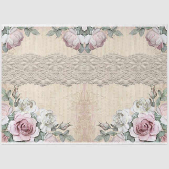 Papel De Seda Rosas para el diseño de la serie Decoupage 27 (Anverso)