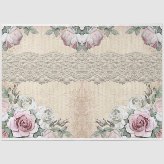 Papel De Seda Rosas para Serie de Decoupage Diseño 27 (Anverso)