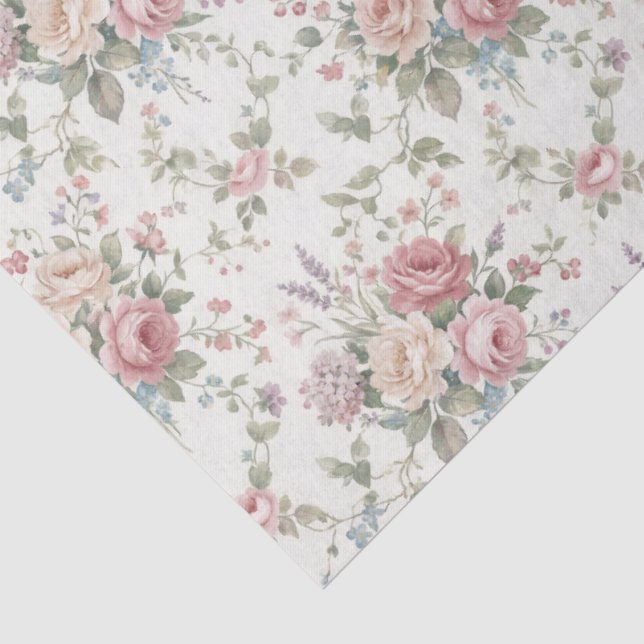 Papel De Seda Rosas Pastel Elegantes Shabby Chic (Detalle)