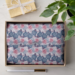 Papel De Seda Rosas patrióticas y estrellas en rojo blanco y azu