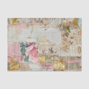Papel De Seda Rosas Patrón de Collage antiguo