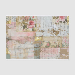 Papel De Seda Rosas Patrón de Collage antiguo